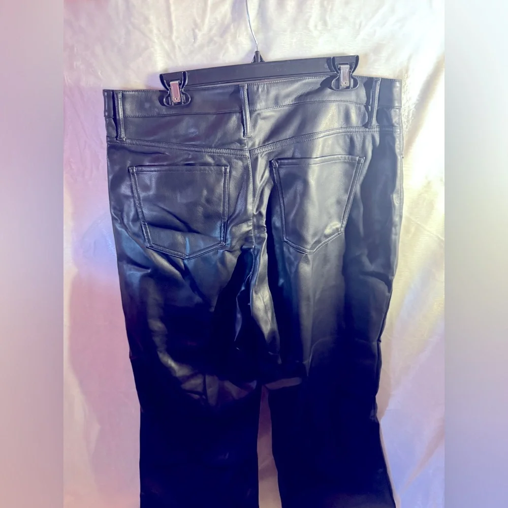 EXPRESS Black Faux Leather Wide Leg Pants - Picture 8 of 9